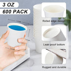 600 Pack 3 oz Paper Cups, Disposable Bathroom Cups, Small Mouthwash Cups, White Paper Cups, Hot/Cold Beverage Drinking Cup for Bathroom, Home, Party, Office, Picnic, Travel and Events