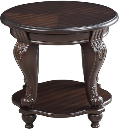 Round End Table for Living Room, Solid Wood Sofa Side Table - Image 6