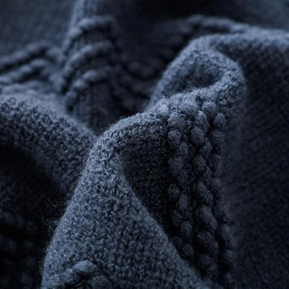 BOURINA Navy Throw Blanket 60x80 Inches Throw Textured Solid Soft Sofa Throw - Image 5