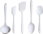 GIR: Get It Right 5 Piece Silicone Cooking Utensils Set - Ladle, Spatula, Flip, Spoon & Spoonula, Non-Stick, Heat Resistant, Dishwasher Safe, Silicone Kitchen Utensils, BPA & BPS Free - Studio White