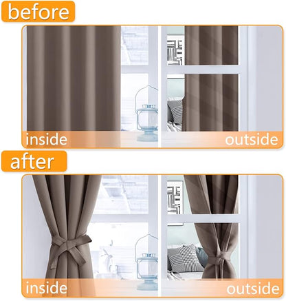 Grommet Blackout Curtains for Bedroom, 70 x 84 Inches, Tan 2 Panels | Thermal - Image 4