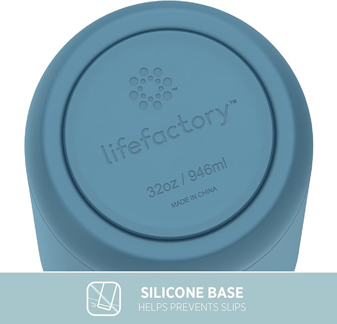 Lifefactory 32-Ounce Stainless Steel Vacuum-Insulated Sport Bottle, Dark Denim