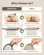 Reinmoson 2 Pack Large Tea Strainers& Filters for Loose Tea Single Cup, 304 Stainless Steel and Food Grade Silicone Extra Fine Mesh Tea Infusers