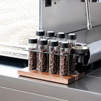 watchget Coffee Bean Storage Tubes Single Dose Coffee Bean Cellars 8 Pcs with One-way Exhaust Valve Sealed Airtight Coffee Bean Storage Jars with Hopper, Wooden Display Stand, A