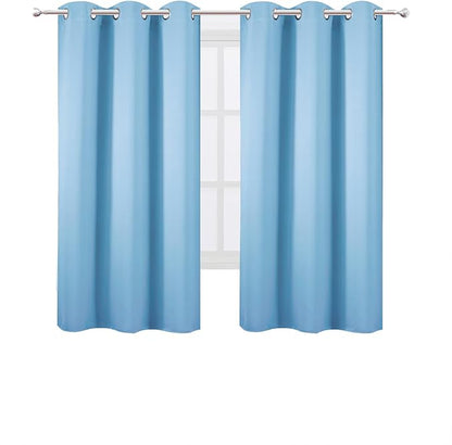 Blackout Curtains 40 x 63 inch/Sky Blue Curtains Set of 2 Panels/Thermal - Image 2