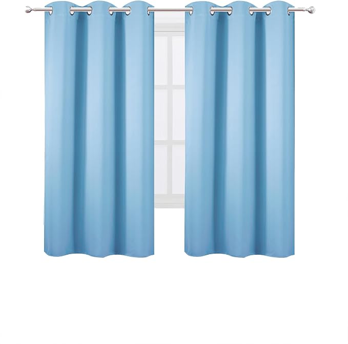 Sky Blue Blackout Curtains 34 x 63 Inch Length/Set of 2 Curtain Panels/Thermal - Image 2