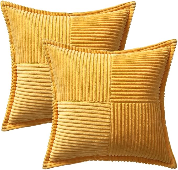 MIULEE Golden Yellow Corduroy Pillow Covers 20x20 Inch - Image 6
