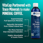 VitaCup Mineral Coffee with Trace Minerals, Hydrate, Replenish & Restore w/All Natural Sea Minerals, Electrolytes, Organic, Single Origin, Medium Dark Roast, Ground Coffee, 6 Bags 10oz Each