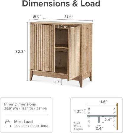 mopio Brooklyn Fluted Storage Cabinet, Modular Accent Buffet Sideboard - Image 2