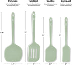 New DI ORO Silicone Turner Spatula Set - Kitchen Spatulas for Nonstick Cookware - Cooking Utensils for Flipping Eggs & Pancakes - 600°F Heat-Resistant BPA Free Turners - Dishwasher Safe (4pc, Sage)