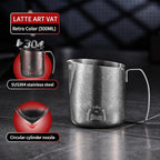 Bincoo Milk Frother Pitcher 500ml(17oz) - Stainless Steel Barista Milk Frothing Cup with Ice Crystals Design - Professional Espresso & Cappuccino for Coffee Machine,Latte Art