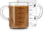 2 Piece Expresso shots cup,Glass measuring cup,8 Oz Glass Measuring Cup,Tea Glass Cups withHandles,Glass Coffee Cups for Latte(Black-2pcs)