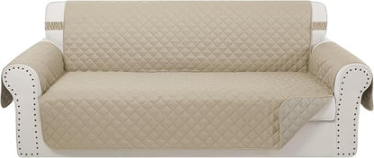 Reversible 4 Seater Sofa Cover 91" Large, Sand/Beige | Couch Cover Furniture by LuxshareHome