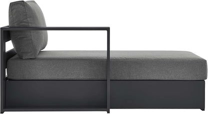 Modway Tahoe Aluminum Outdoor Chaise Lounge in Gray Charcoal - Image 4