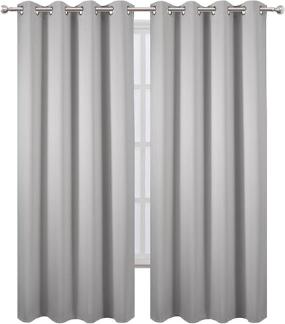 Blackout Curtains 52 x 90 Inch Long Light Grey Curtains Set of 2 Panels Room - Image 2