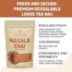 BREWIX, Masala Chai Tea Loose Leaf CTC TEA (50+ Cups, 3.53oz/100g) Strong Robust & Aromatic, All Natural | Blended with Exotic Spices | Ginger, Cinnamon, Cardamom, Clove & Black Pepper