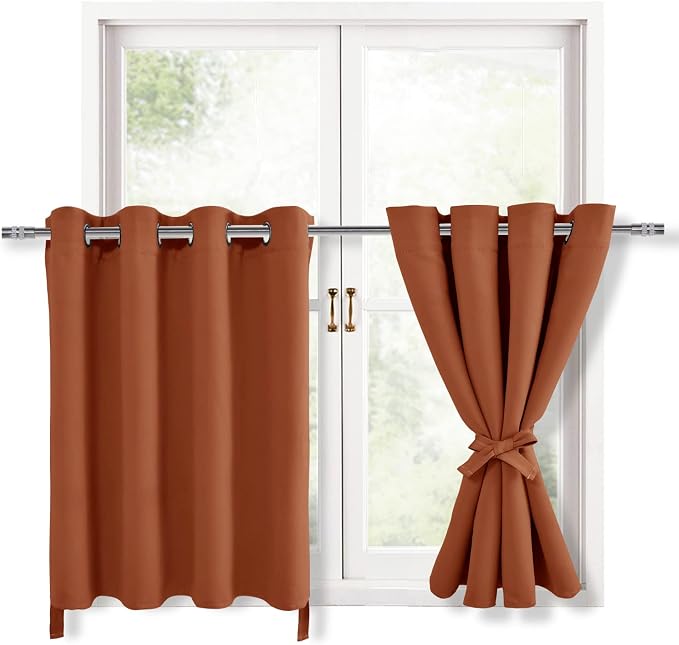 Fall Blackout Curtains for Bedroom, 52 x 36 Inches Long Burnt Ochre | Thermal by Hiasan