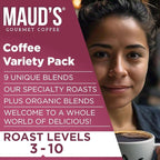 Maud's Original Coffee Pods Variety Pack, 80 ct, 9 Assorted Roasts, Dark & Medium Roast Coffee in Recyclable Single Serve Pods – 100% Arabica Coffee, Compatible with Keurig K Cups Maker