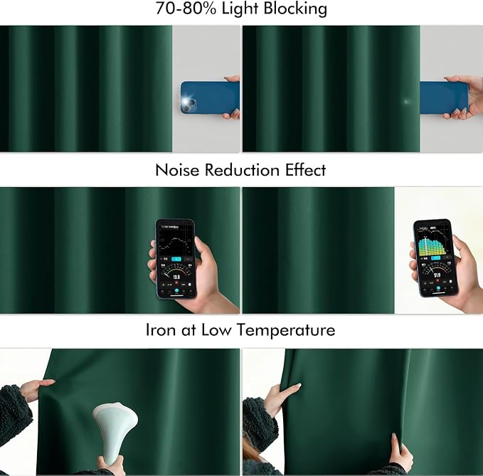 MIULEE Christmas Hunter Green Back Tab Blackout Curtains 52"x96" 2 Panels | Rod - Image 5