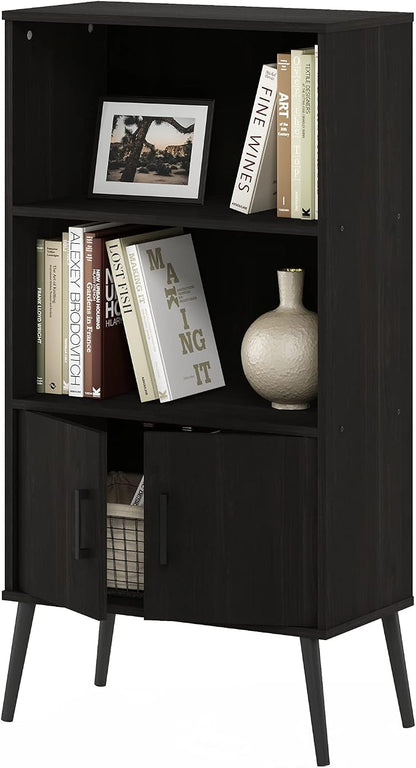 Furinno Claude Mid Century Style Accent Wooden Leg Bookcase Cabinet by Furinno-FitsYourSpaceFitsYourBudget