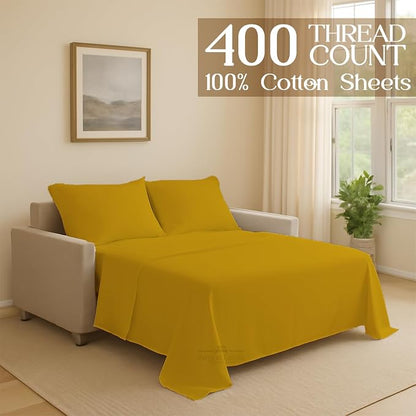 Sleeper Sofa Bed Sheet, 100% Cotton 400 Thread Count, 4 Piece Set, Deep Pocket - Image 2