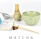 Artcome Japanese Matcha Set, Matcha Bowl with Pouring Spout, Matcha Whisk, Tea Scoop, Whisk Holder, Handmade Matcha Ceremony Kit For Japanese Tea Ceremony