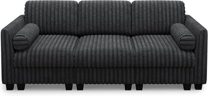 Belffin Plush Corduory Sectional Sleeper Sofa - Image 9