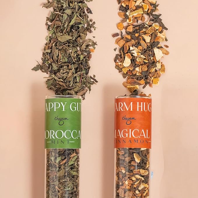 CHAYAM Tea in Tubes Gift Set – Special Tea Surprise | Spiced Ceylon Cinnamon & Moroccan Mint Herbal Blend | Best Present for Tea Lovers