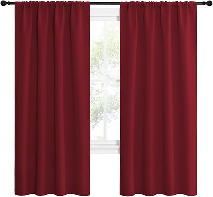 NICETOWN Christmas Burgundy Red Blackout Curtains 72 inches Long, Privacy Room - Image 2
