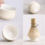 Matcha Set, Japanese Tea Set Includes Matcha Bowl with Spout, Matcha Whisk Holder (chasen), Bamboo Matcha Whisk and Bamboo Scoop, Ceramic Matcha Kit for Tea Lovers
