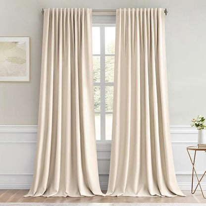 MIULEE Cream Beige Back Tab Blackout Curtains 66x96 Inch Length 2 Panel Set | by MIULEE