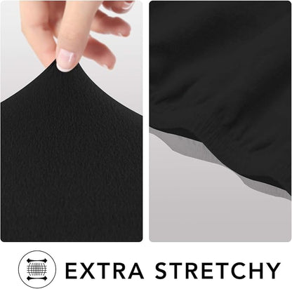 PureFit Stretch Oversized Couch Covers Fleece Sofa Slipcovers Black | 1-Piece - Image 4