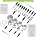 Measuring Cups and Measuring Spoons Set, Wildone Stainless Steel 8 Measuring Cups, 10 Measuring Spoons, 1 Leveler 1 Whisk & 5 Mini Spoons, for Dry and Liquid Ingredient - 25 Piece Black