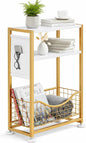 Skinny Side Table with Storage, 3 Tier Slim Side Tables by Zexvida
