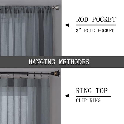 Tollpiz Short Sheer Curtains Linen Textured Living Room Curtain Sheers Light - Image 5