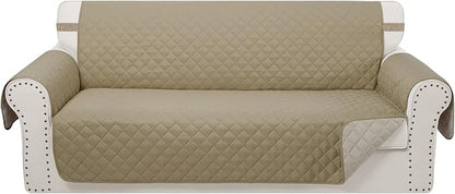 Reversible Couch Cover for 3 Cushion, Camel/Beige | Couch Cover for Sofa by LuxshareHome