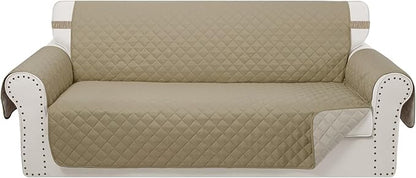 Reversible 4 Seater Sofa Cover 91" Large, Camel/Beige | Couch Cover Furniture by LuxshareHome