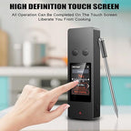 Smart Wireless Meat Thermometer, [2025 New ]，2 Upgraded Ultra-Thin Probe，No App＆Large HD Touch Screen，800FT Range，1000°F Heat Safe,IP67 Waterproof,Perfect for Kitchen, BBQ, Grill, Oven, Smoker