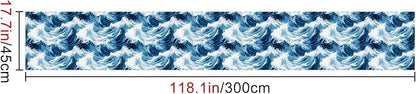 HOMETITUTE Blue Wave Pattern Wallpaper Peel and Stick Self Adhesive Vinyl Wall - Image 2
