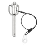 uxcell 1 Pcs Quick Release Pin, 3/8" x 2"(Dia. x L) Push-Button Ball Locking Pin 304 Stainless Steel Ring Handle Locking Pin with Wire for Audio Bimini Top Marine, Silver