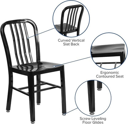 Flash Furniture Commercial Grade Black Metal Indoor-Outdoor Chair - Image 4