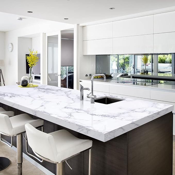Arthome Marble Contact Paper, Peel and Stick Wallpaper 11.8x100 inch Self - Image 2