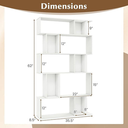 Giantex 5-Tier Bookshelf, 10-Cube White Geometric Bookcase - Image 3