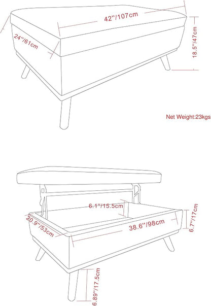SIMPLIHOME Owen Lift Top Coffee Table Storage Ottoman - Image 3