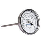 MEASUREMAN Fully Stainless Steel Pot, Kettle, Brewing Bimetal Dial Thermometer, 3" Dial, 6" Stem, 0-250 deg F/-20-120 deg C, -1% Accuracy, Adjustable, 1/2" NPT Back Mount