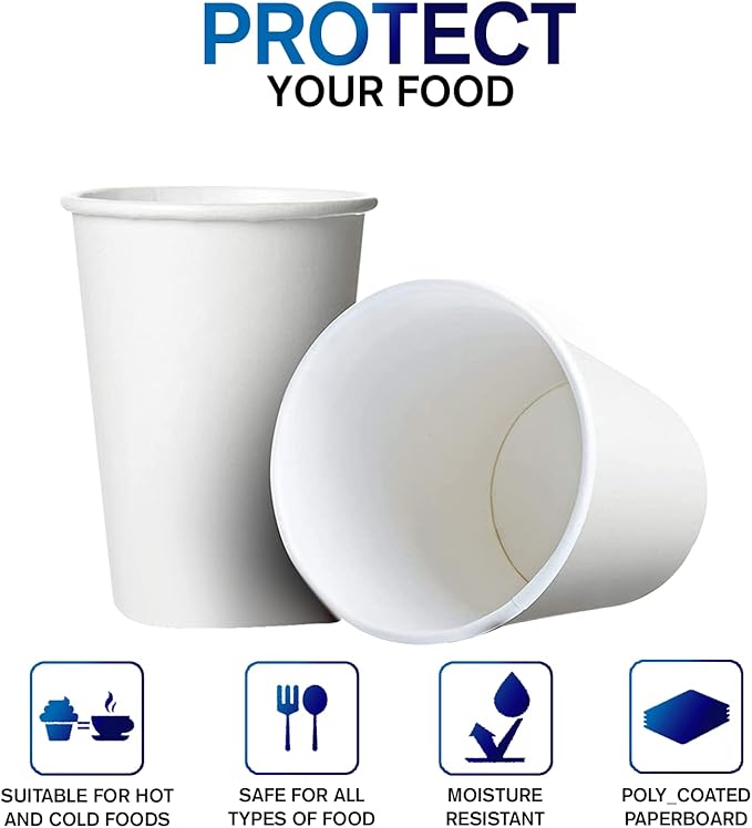 Smygoods White Disposable Paper Coffee Cups with Lids (16 OZ, 100 Count) For Hot Beverages, Tea, Espresso, Cocoa - To Go Drink Containers, Café & Office