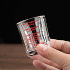 BCnmviku 2 PACK Red line Square Cup Espresso Shot Glasses Measuring Cup Liquid Heavy Glass for Baristas 2oz for Single Shot of Ristrettos