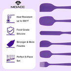 Silicone Spatulas Set, Rubber Spoon Spatula Heat Resistant Spoonula One Piece Design Seamless Spatula Non-Stick Scrapers Baking Mixing Tool (Purple)