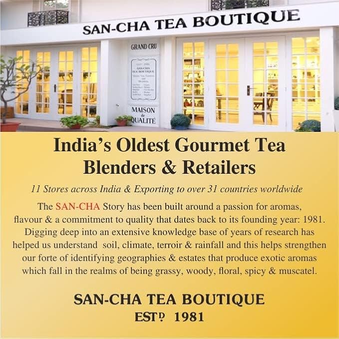 Sancha Tea Boutique, Masala Chai, Spiced Tea, 25 Pyramid Bags, India’s Famous Chai, Blend of Cinnamon, Ginger & Cardamom