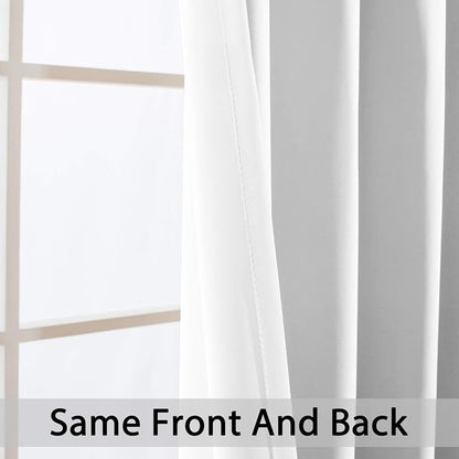 Yakamok Room Darkening Curtains 52x108 inch Length Pure White-Living Room | 2 - Image 5